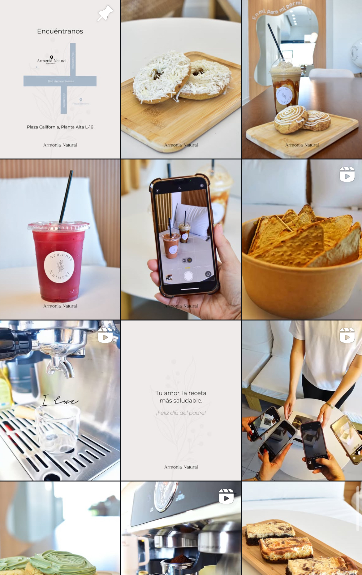 Feed de Instagram del Health Food Restaurant, Armonia Natural