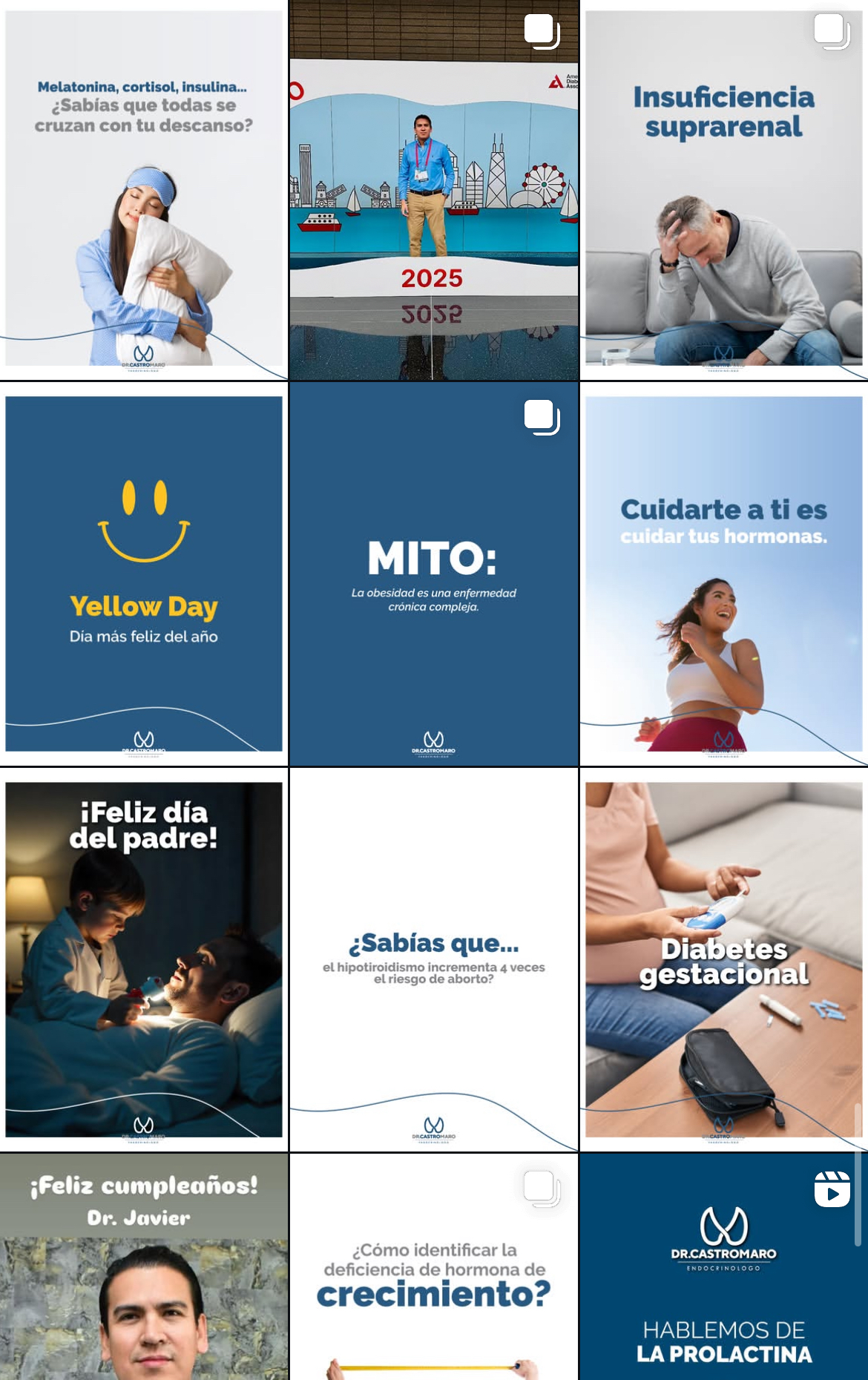 Feed de Instagram del Dr. Castro Maro, Endocrino